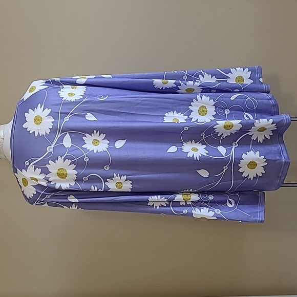 NEW Women's Tunic Stretch Top Daisies Purple Long Slv Raglan PLUS XXL Emery Rose - Picture 4 of 10